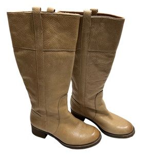 LUCKY BRAND Hibiscus Distressed Tan Pebbled Leather Tall Riding Boots Sz 6 1/2